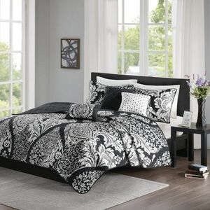 Madison Park 6 Piece Printed Cotton Quilt Set with Throw Pillows